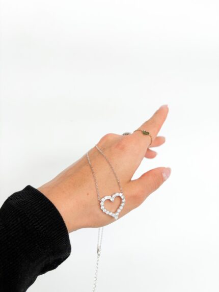 cadena corazón moissanita elaborada en plata de ley 925