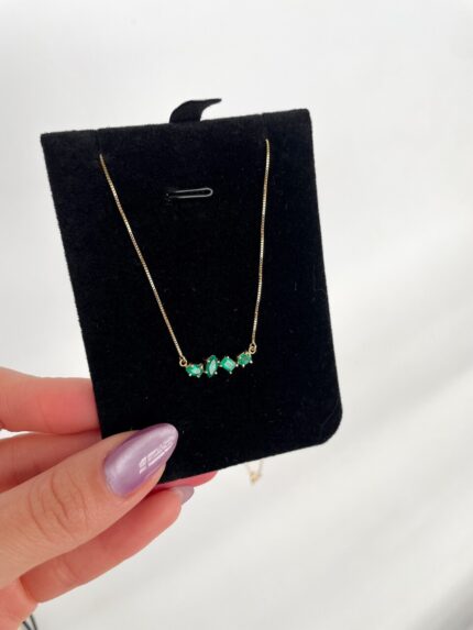 cadena oro 18k con esmeraldas certificiadas